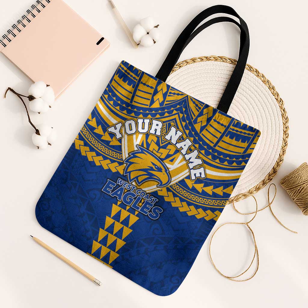 Personalized West Coast Eagles Tote Bag Polynesian Tribal Pattern Heritage Football