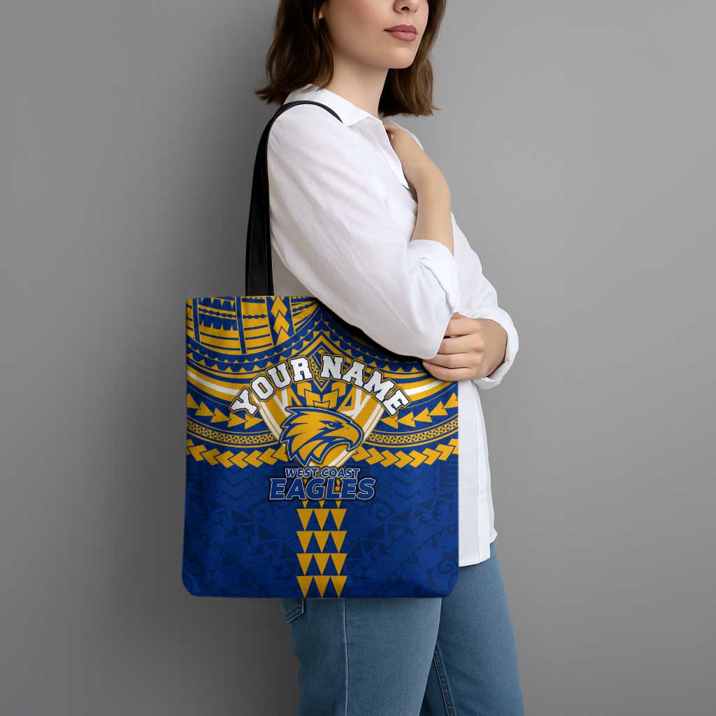 Personalized West Coast Eagles Tote Bag Polynesian Tribal Pattern Heritage Football