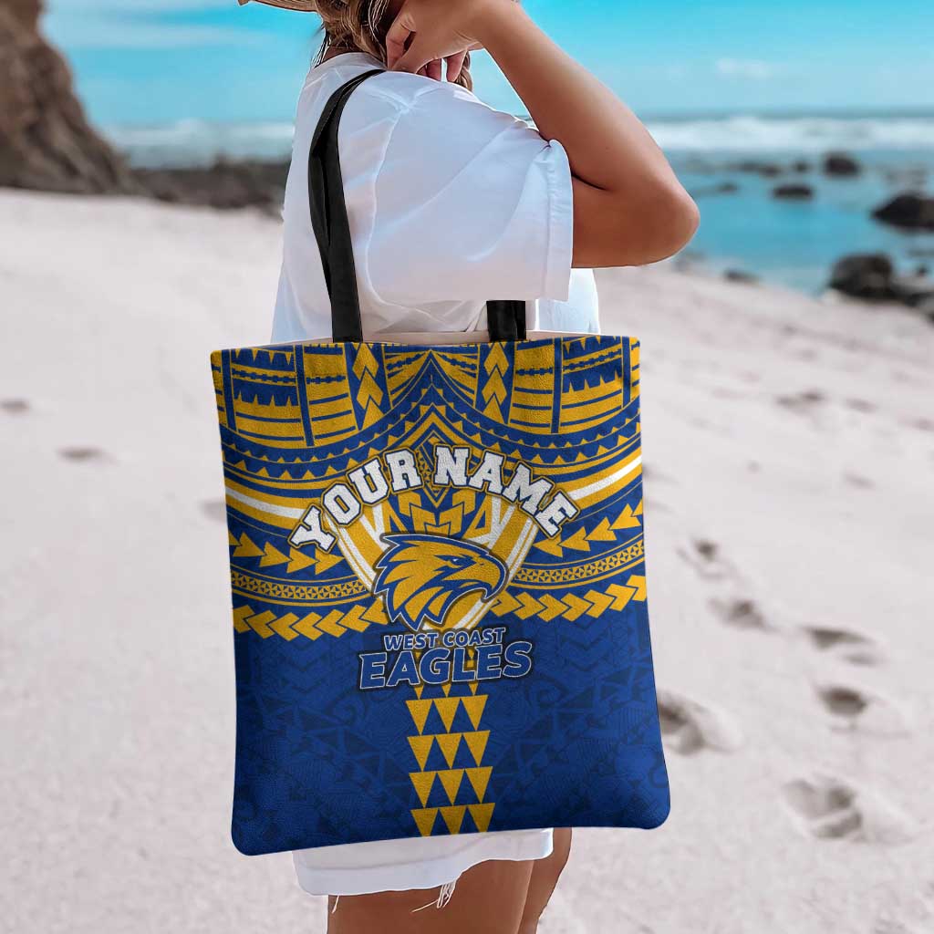 Personalized West Coast Eagles Tote Bag Polynesian Tribal Pattern Heritage Football