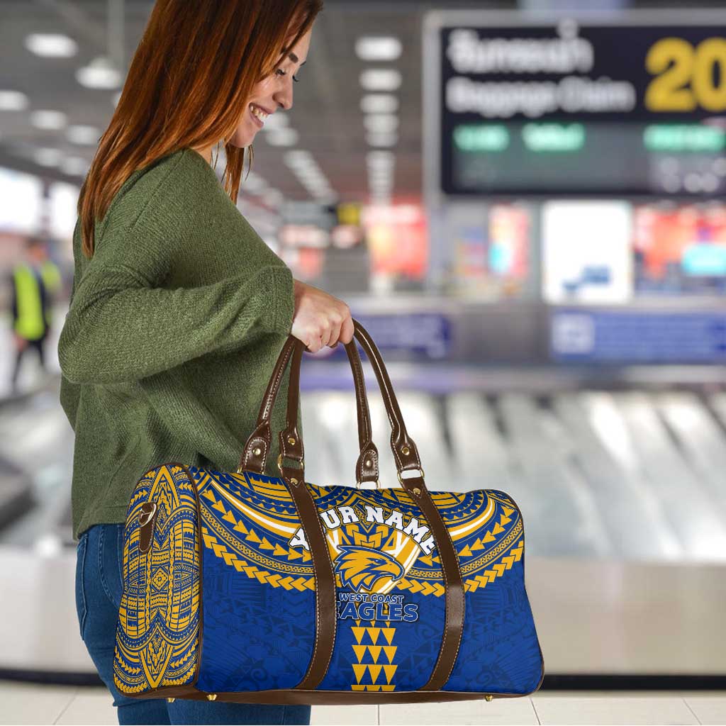 Personalized West Coast Eagles Travel Bag Polynesian Tribal Pattern Heritage Football