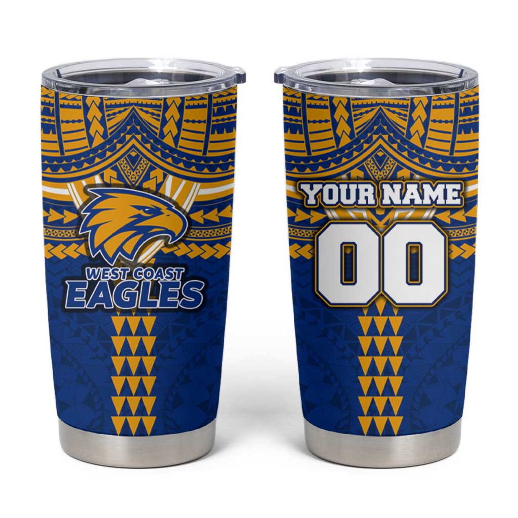 Personalized West Coast Eagles Tumbler Cup Polynesian Tribal Pattern Heritage Football