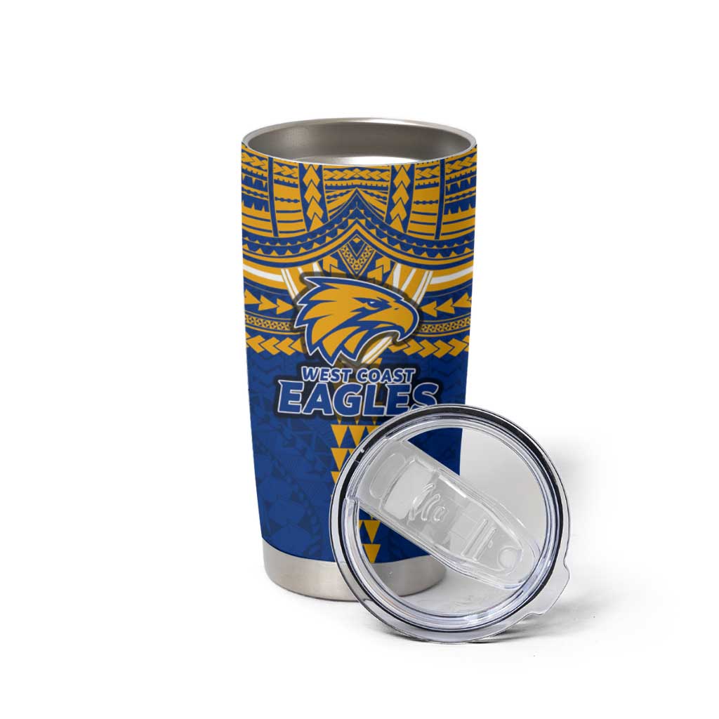 Personalized West Coast Eagles Tumbler Cup Polynesian Tribal Pattern Heritage Football