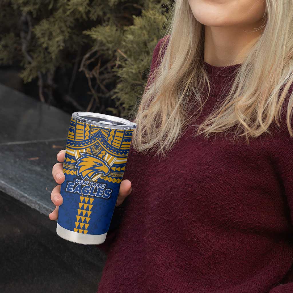 Personalized West Coast Eagles Tumbler Cup Polynesian Tribal Pattern Heritage Football