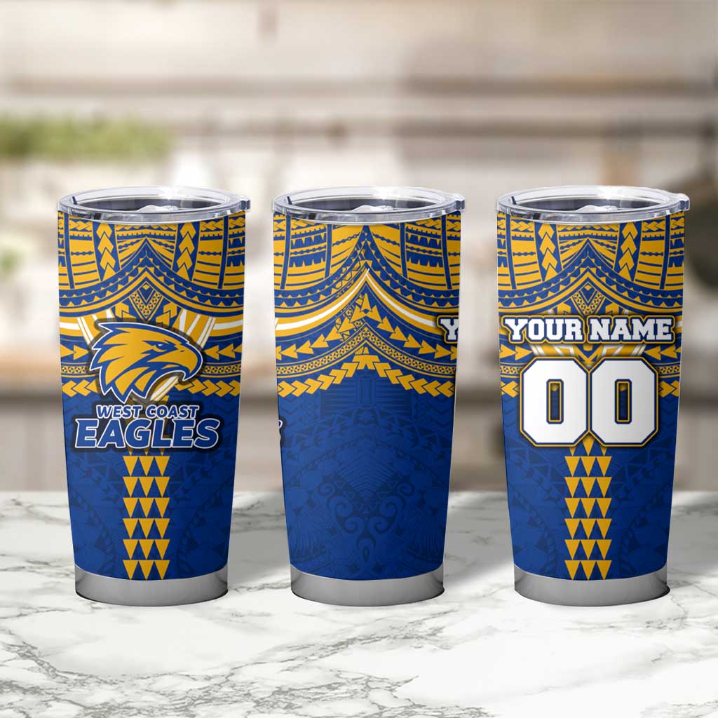 Personalized West Coast Eagles Tumbler Cup Polynesian Tribal Pattern Heritage Football