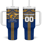 Personalized West Coast Eagles Tumbler With Handle Polynesian Tribal Pattern Heritage Football