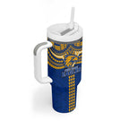Personalized West Coast Eagles Tumbler With Handle Polynesian Tribal Pattern Heritage Football