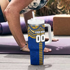Personalized West Coast Eagles Tumbler With Handle Polynesian Tribal Pattern Heritage Football