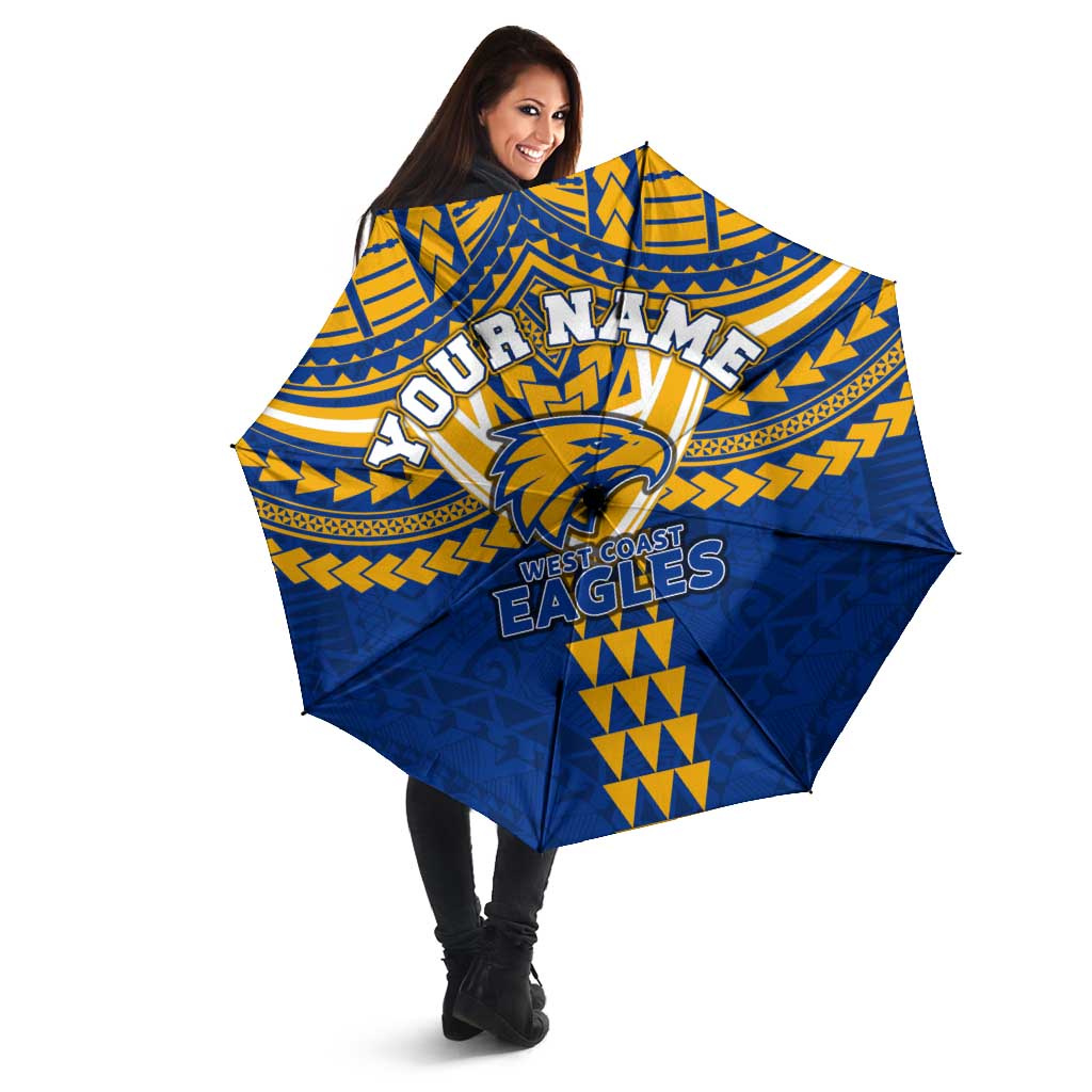 Personalized West Coast Eagles Umbrella Polynesian Tribal Pattern Heritage Football