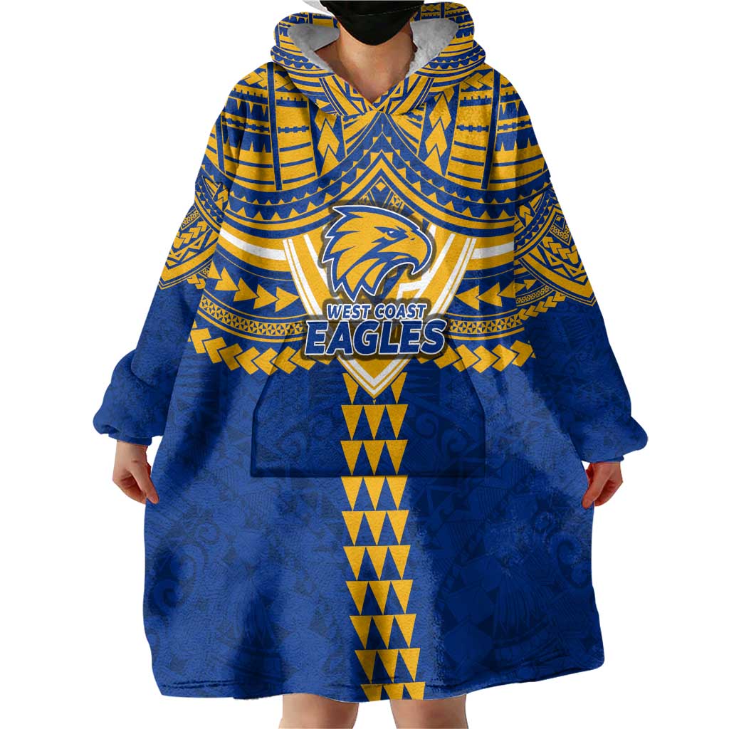 Personalized West Coast Eagles Wearable Blanket Hoodie Polynesian Tribal Pattern Heritage Football