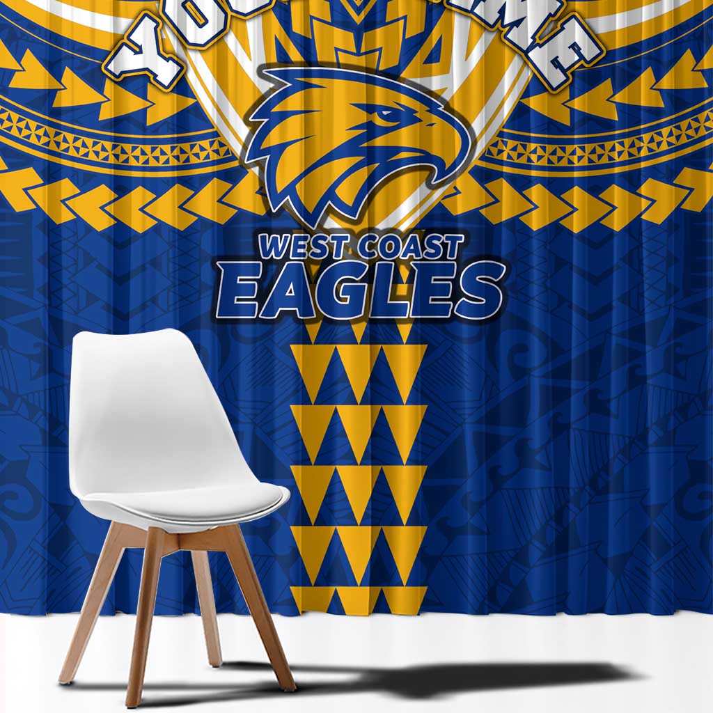 Personalized West Coast Eagles Window Curtain Polynesian Tribal Pattern Heritage Football