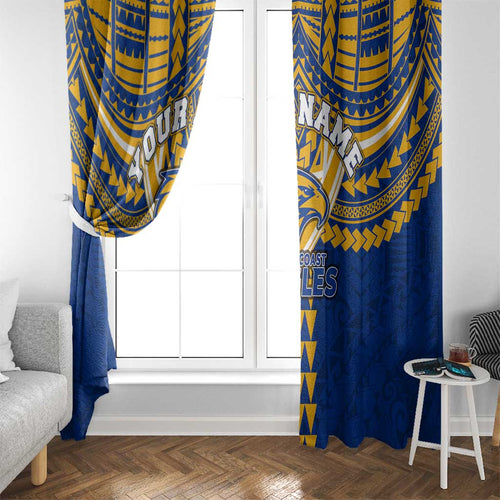 Personalized West Coast Eagles Window Curtain Polynesian Tribal Pattern Heritage Football