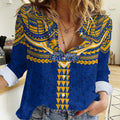 Personalized West Coast Eagles Women Casual Shirt Polynesian Tribal Pattern Heritage Football