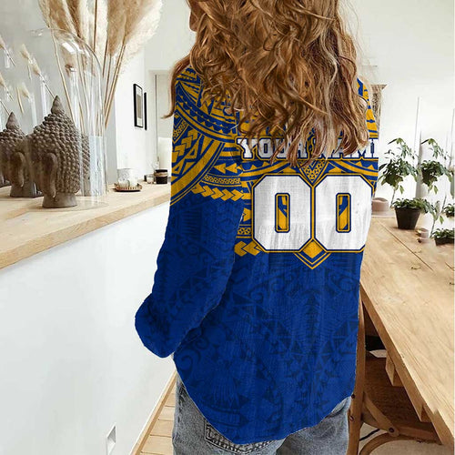 Personalized West Coast Eagles Women Casual Shirt Polynesian Tribal Pattern Heritage Football