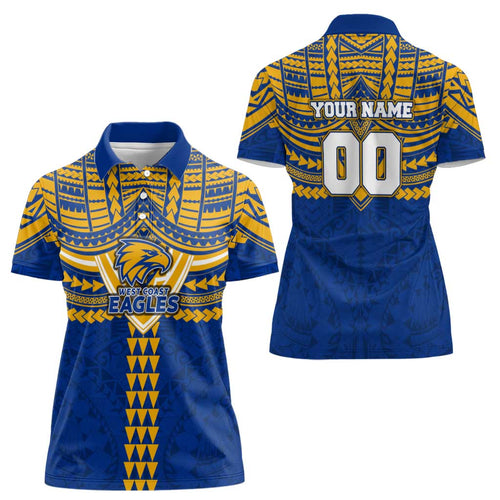 Personalized West Coast Eagles Women Polo Shirt Polynesian Tribal Pattern Heritage Football