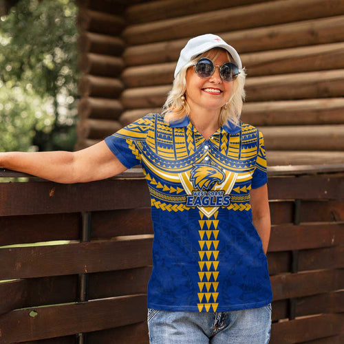 Personalized West Coast Eagles Women Polo Shirt Polynesian Tribal Pattern Heritage Football