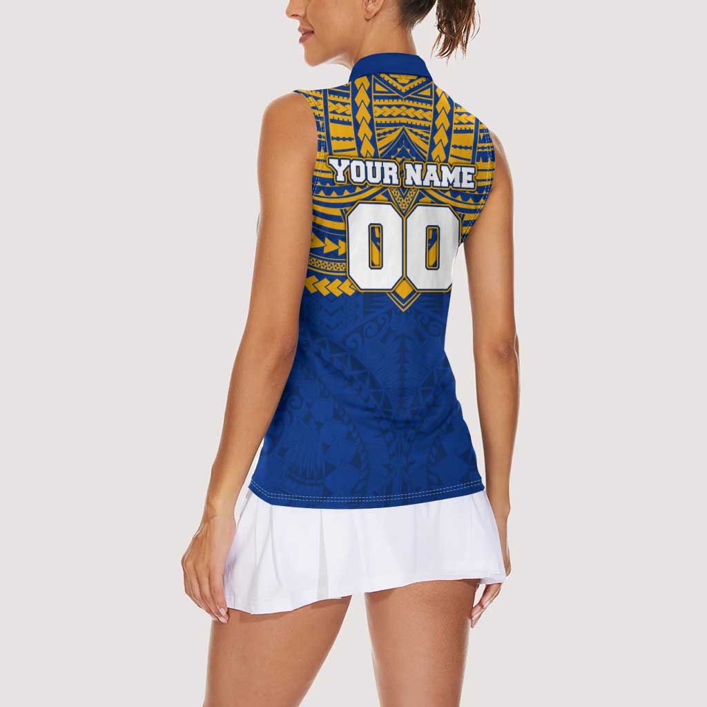Personalized West Coast Eagles Women Sleeveless Polo Shirt Polynesian Tribal Pattern Heritage Football
