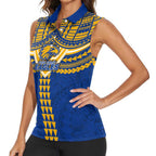 Personalized West Coast Eagles Women Sleeveless Polo Shirt Polynesian Tribal Pattern Heritage Football