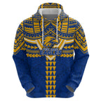 Personalized West Coast Eagles Zip Hoodie Polynesian Tribal Pattern Heritage Football