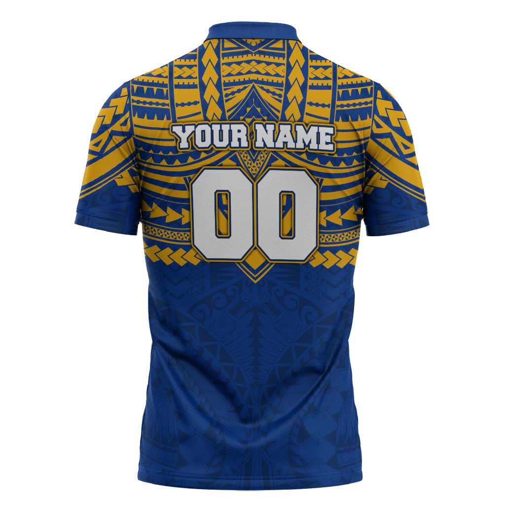 Personalized West Coast Eagles Zipper Polo Shirt Polynesian Tribal Pattern Heritage Football