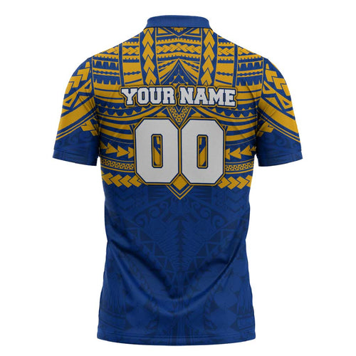 Personalized West Coast Eagles Zipper Polo Shirt Polynesian Tribal Pattern Heritage Football