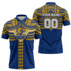Personalized West Coast Eagles Zipper Polo Shirt Polynesian Tribal Pattern Heritage Football