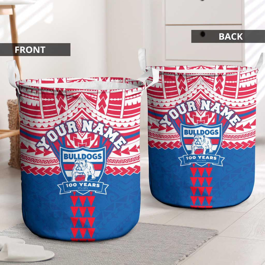 Personalized Western Bulldogs Laundry Basket Polynesian Tribal Pattern Heritage Football