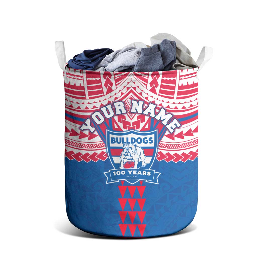 Personalized Western Bulldogs Laundry Basket Polynesian Tribal Pattern Heritage Football