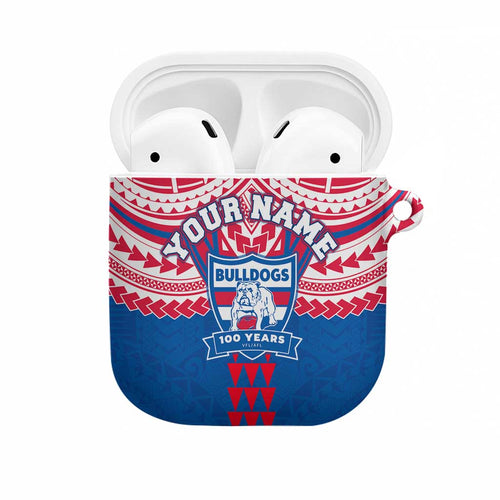Personalized Western Bulldogs AirPods Case Polynesian Tribal Pattern Heritage Football