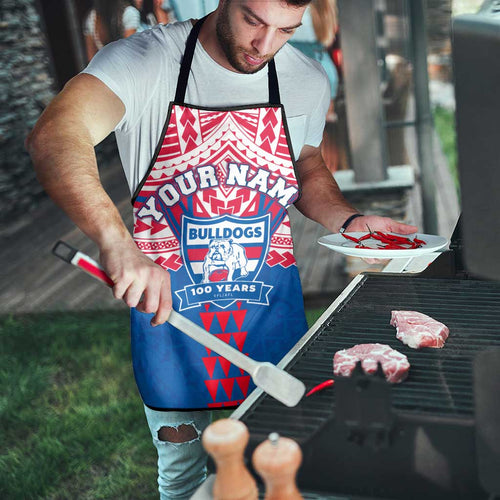 Personalized Western Bulldogs Apron Polynesian Tribal Pattern Heritage Football