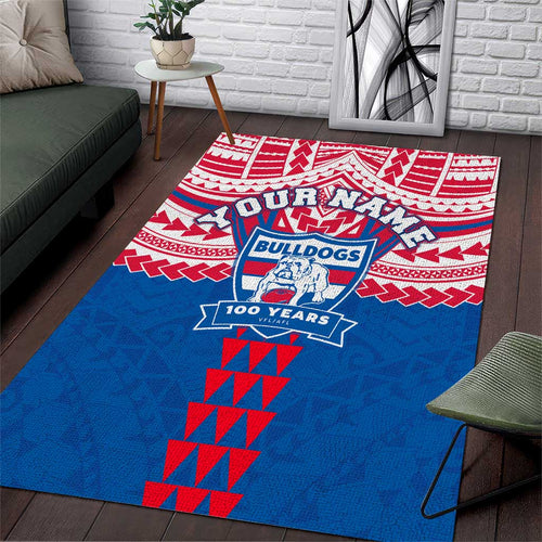 Personalized Western Bulldogs Area Rug Polynesian Tribal Pattern Heritage Football