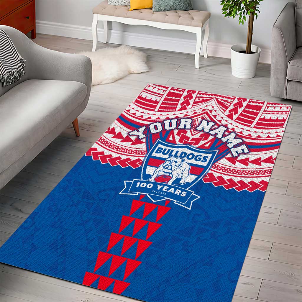 Personalized Western Bulldogs Area Rug Polynesian Tribal Pattern Heritage Football