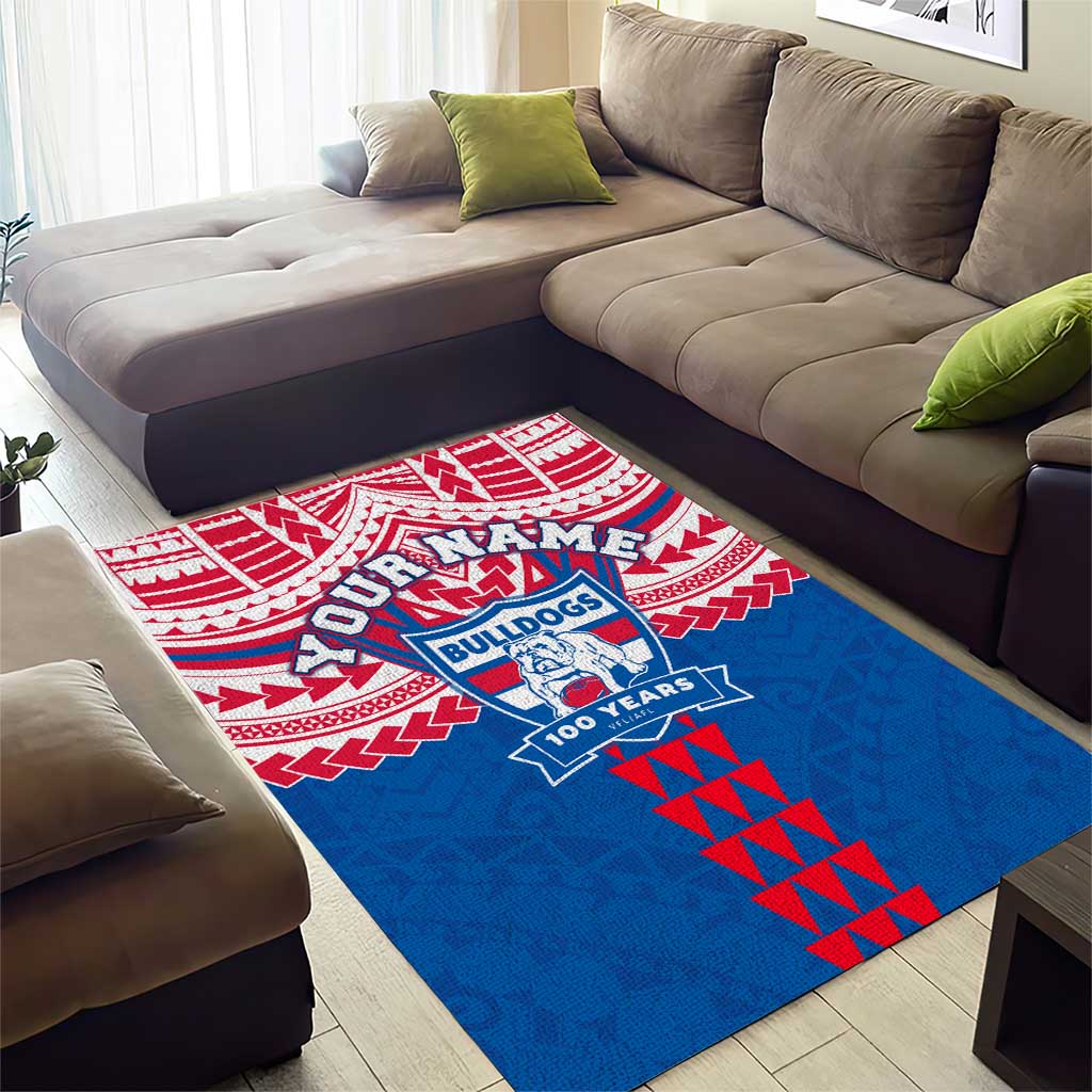 Personalized Western Bulldogs Area Rug Polynesian Tribal Pattern Heritage Football