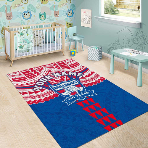Personalized Western Bulldogs Area Rug Polynesian Tribal Pattern Heritage Football