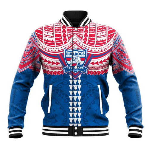 Personalized Western Bulldogs Baseball Jacket Polynesian Tribal Pattern Heritage Football