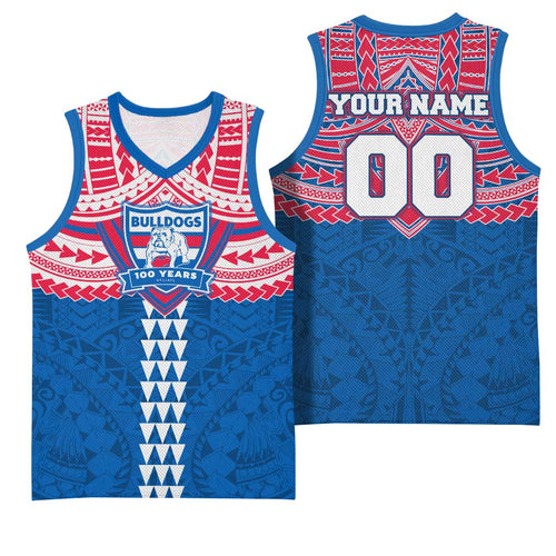 Personalized Western Bulldogs Basketball Jersey Polynesian Tribal Pattern Heritage Football