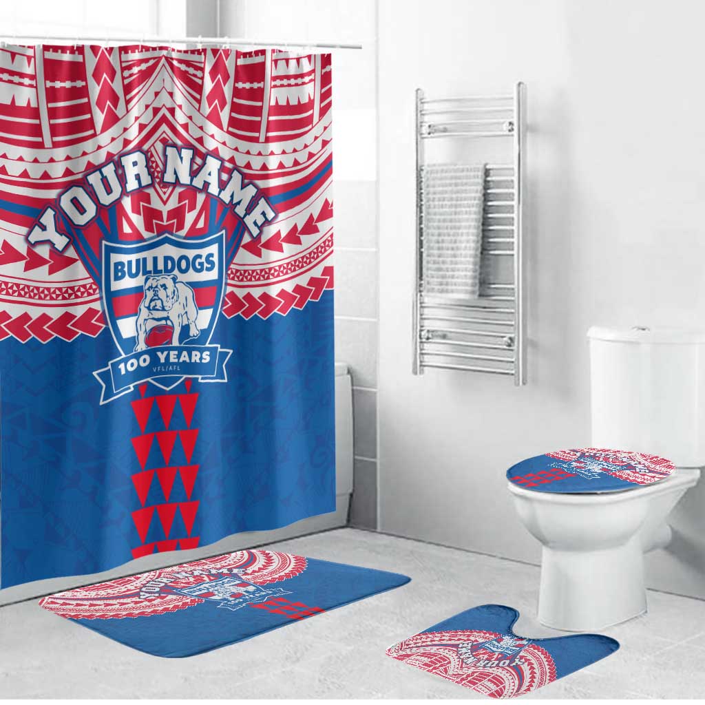 Personalized Western Bulldogs Bathroom Set Polynesian Tribal Pattern Heritage Football