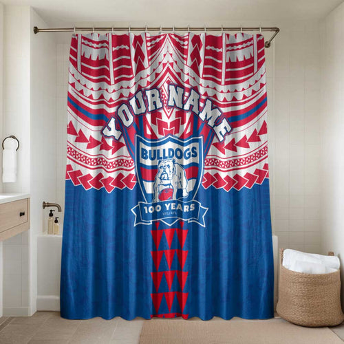 Personalized Western Bulldogs Bathroom Set Polynesian Tribal Pattern Heritage Football