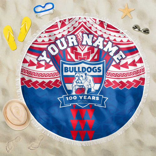 Personalized Western Bulldogs Beach Blanket Polynesian Tribal Pattern Heritage Football