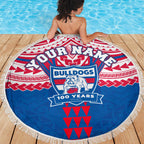 Personalized Western Bulldogs Beach Blanket Polynesian Tribal Pattern Heritage Football