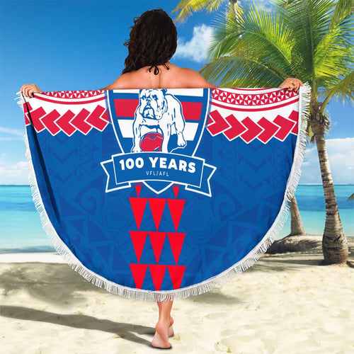 Personalized Western Bulldogs Beach Blanket Polynesian Tribal Pattern Heritage Football