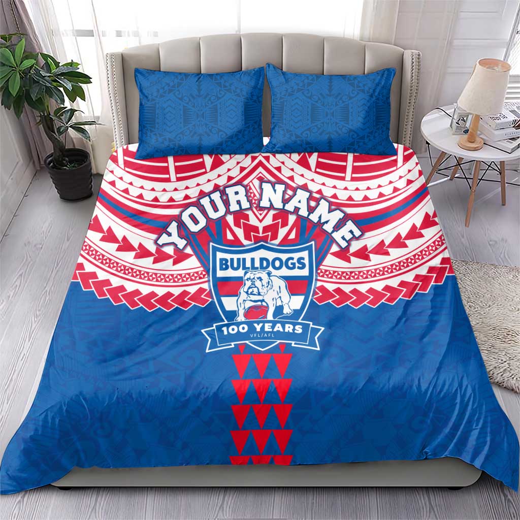 Personalized Western Bulldogs Bedding Set Polynesian Tribal Pattern Heritage Football