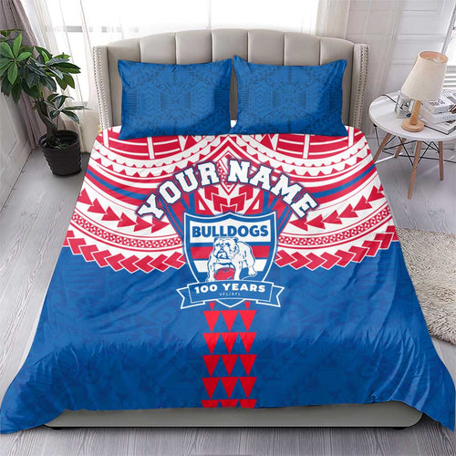 Personalized Western Bulldogs Bedding Set Polynesian Tribal Pattern Heritage Football