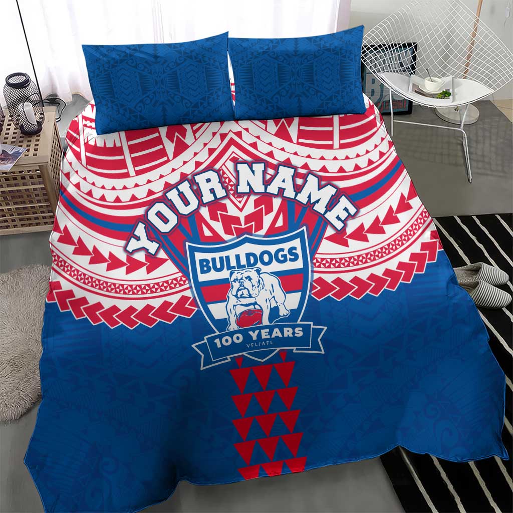 Personalized Western Bulldogs Bedding Set Polynesian Tribal Pattern Heritage Football