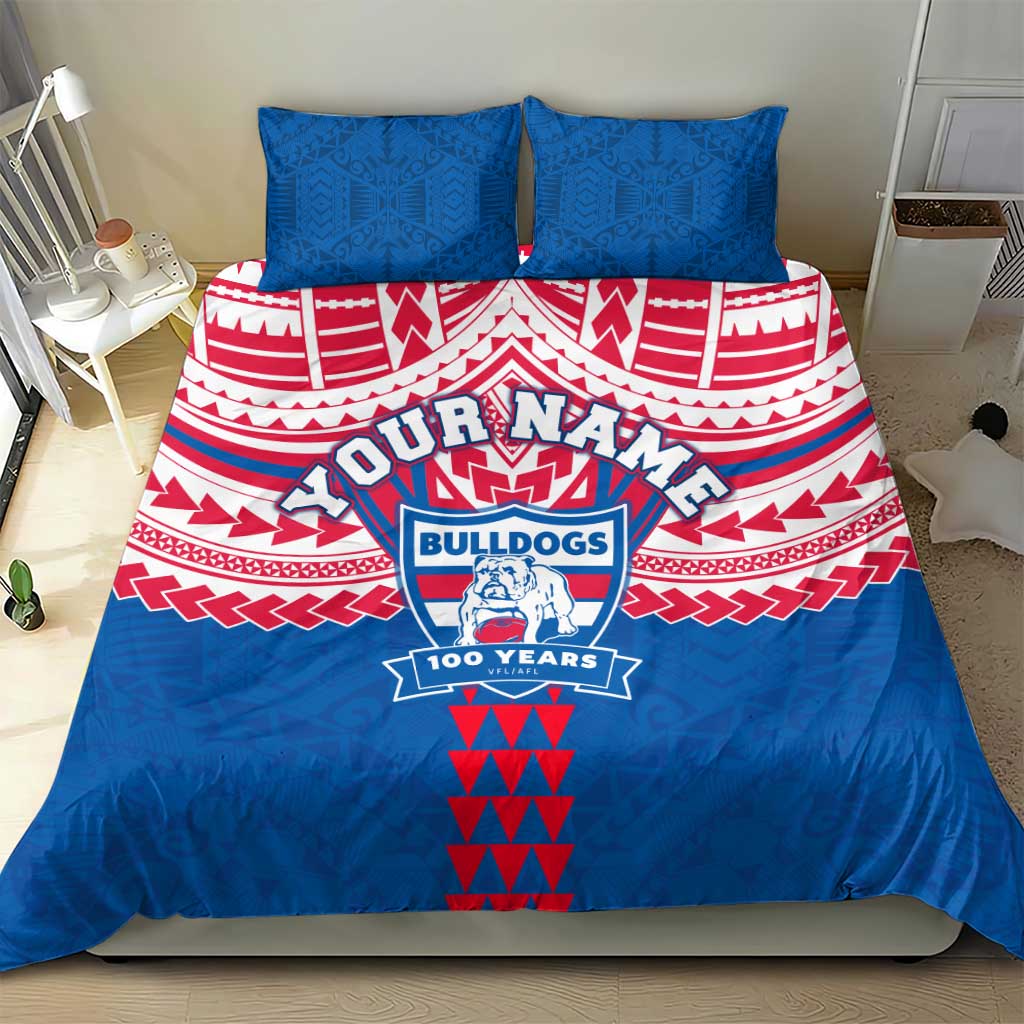 Personalized Western Bulldogs Bedding Set Polynesian Tribal Pattern Heritage Football