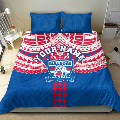Personalized Western Bulldogs Bedding Set Polynesian Tribal Pattern Heritage Football