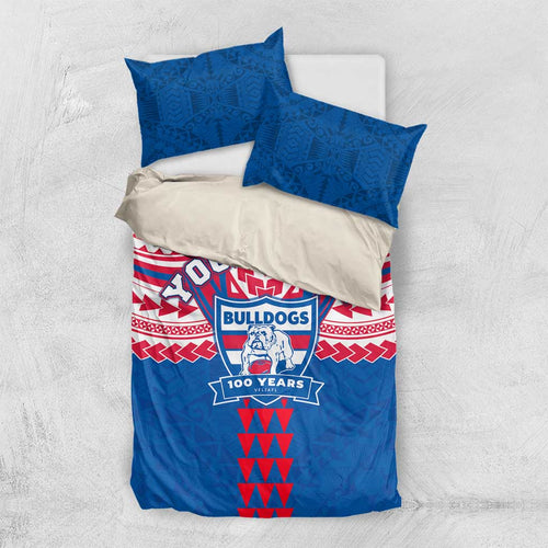 Personalized Western Bulldogs Bedding Set Polynesian Tribal Pattern Heritage Football