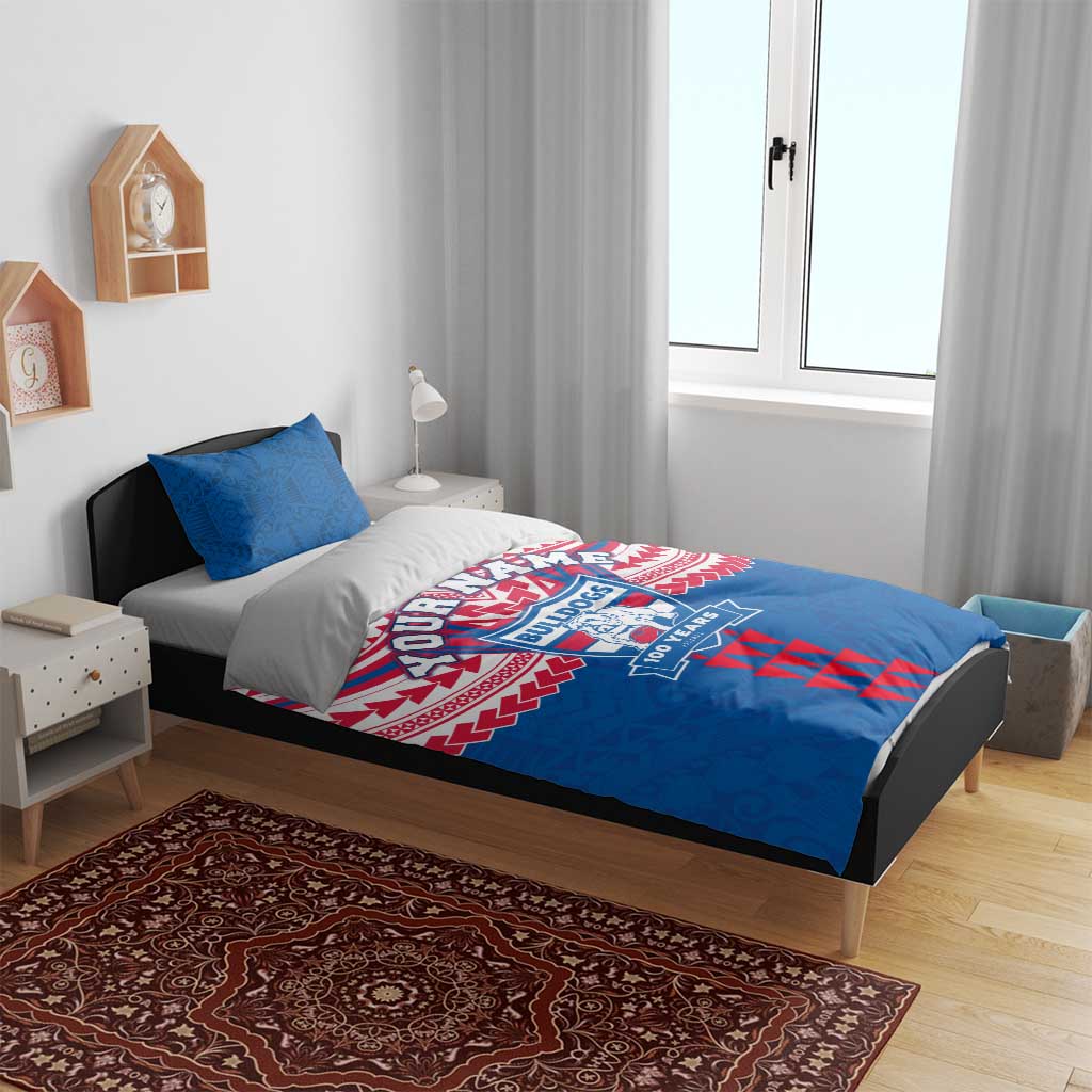 Personalized Western Bulldogs Bedding Set Polynesian Tribal Pattern Heritage Football