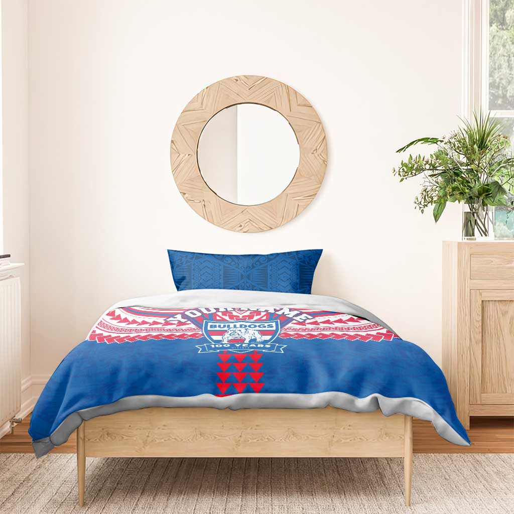 Personalized Western Bulldogs Bedding Set Polynesian Tribal Pattern Heritage Football