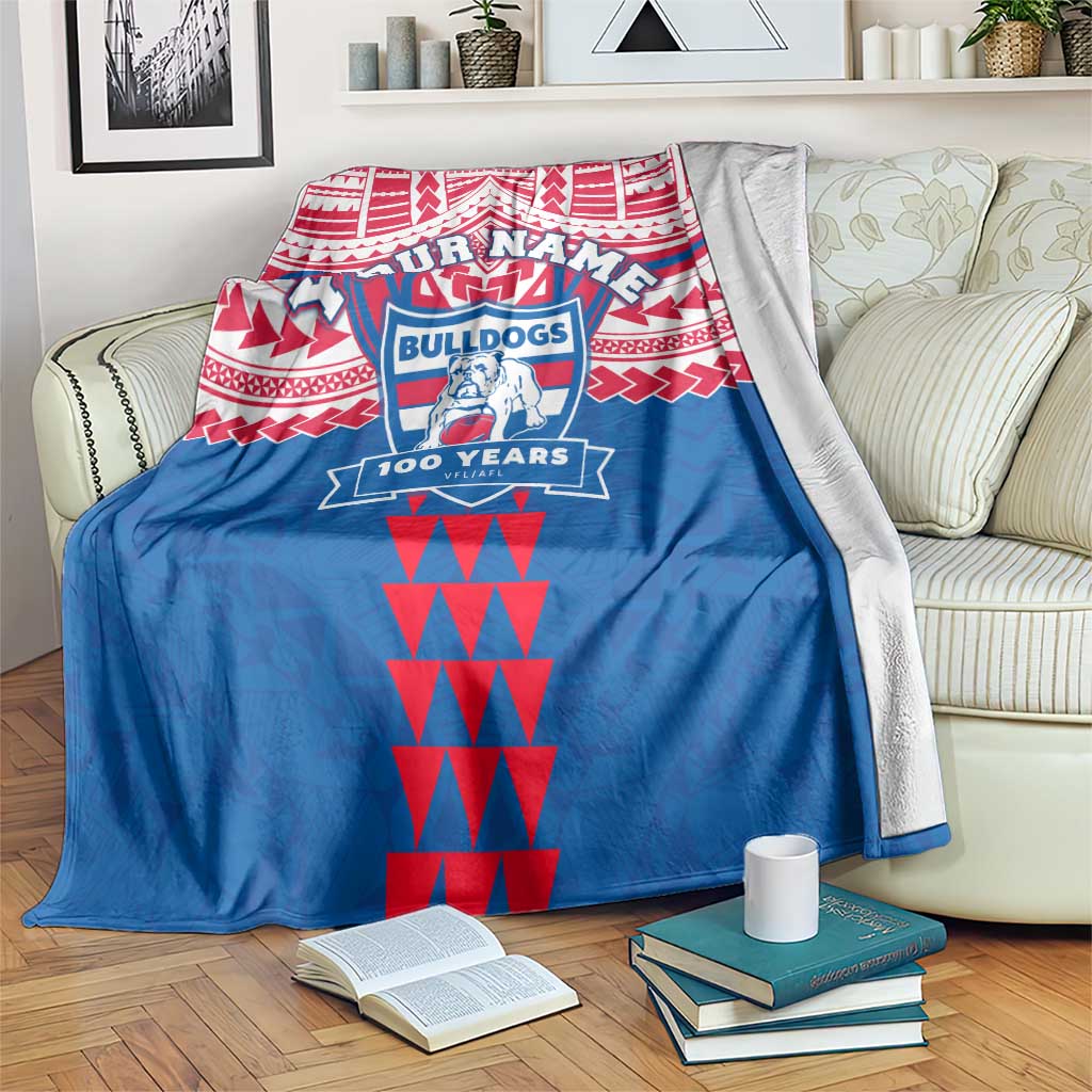Personalized Western Bulldogs Blanket Polynesian Tribal Pattern Heritage Football