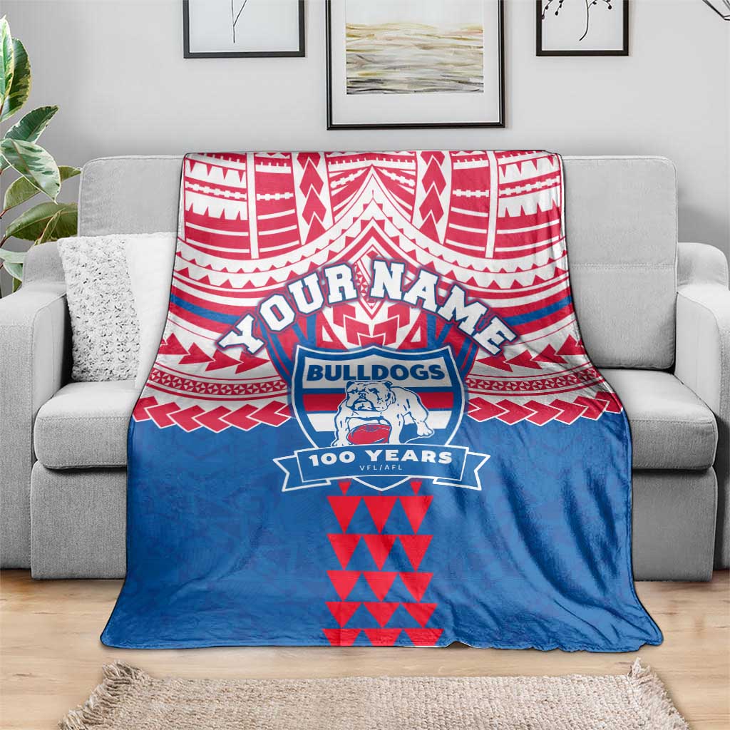 Personalized Western Bulldogs Blanket Polynesian Tribal Pattern Heritage Football